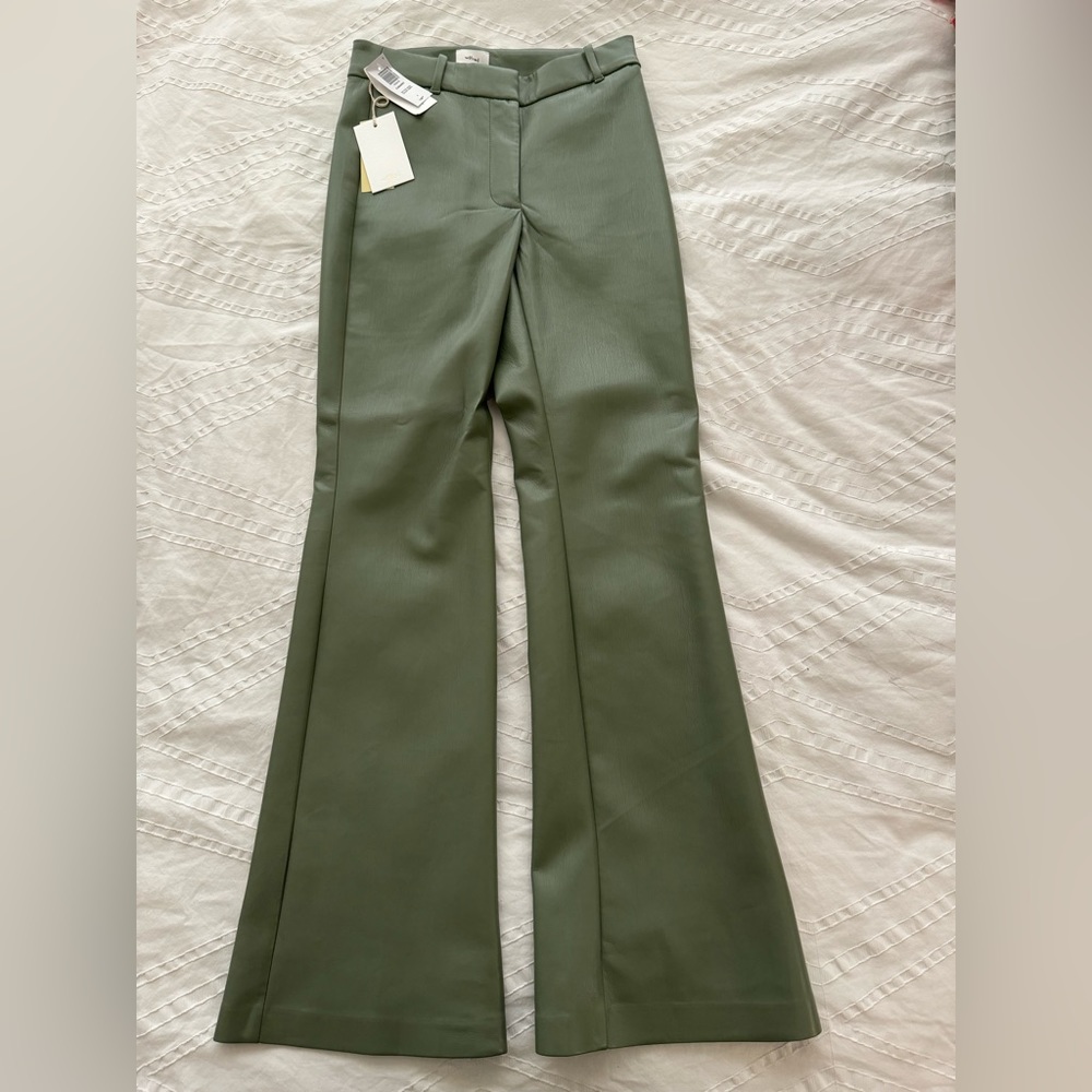 NWT Aritzia Wilfred Vegan Leather Cabaret Pant - Bitter Sage / Green - Size 4